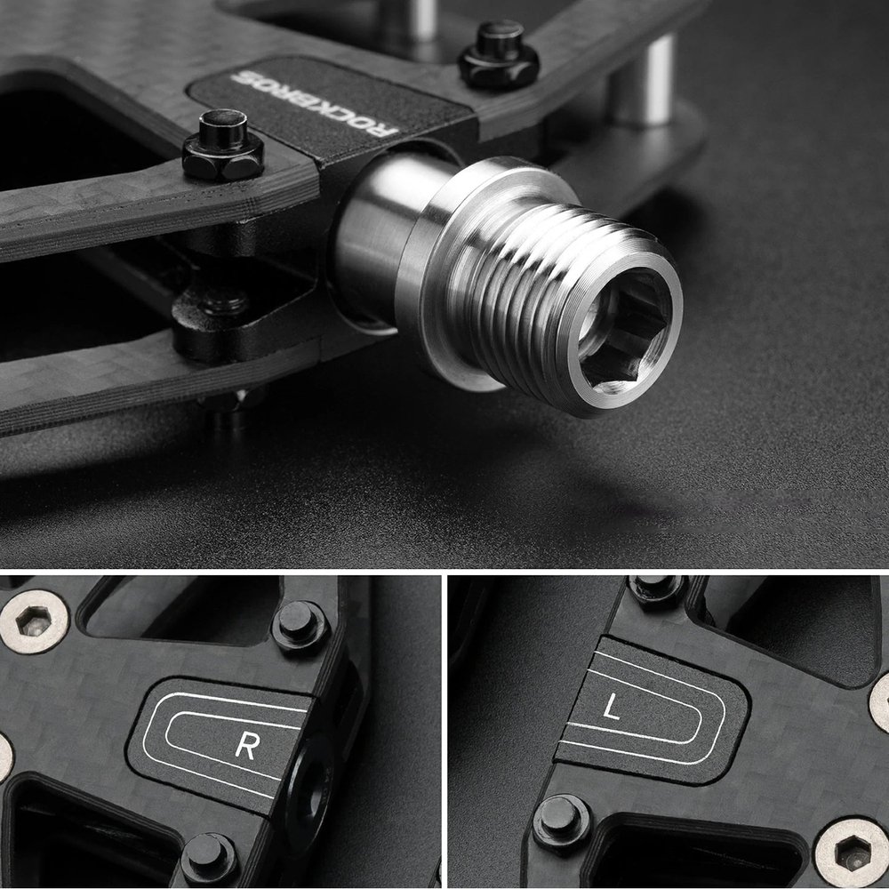 Rockbros C525 anglies pluošto platforminiai dviračio pedalai – juodi - Image 6