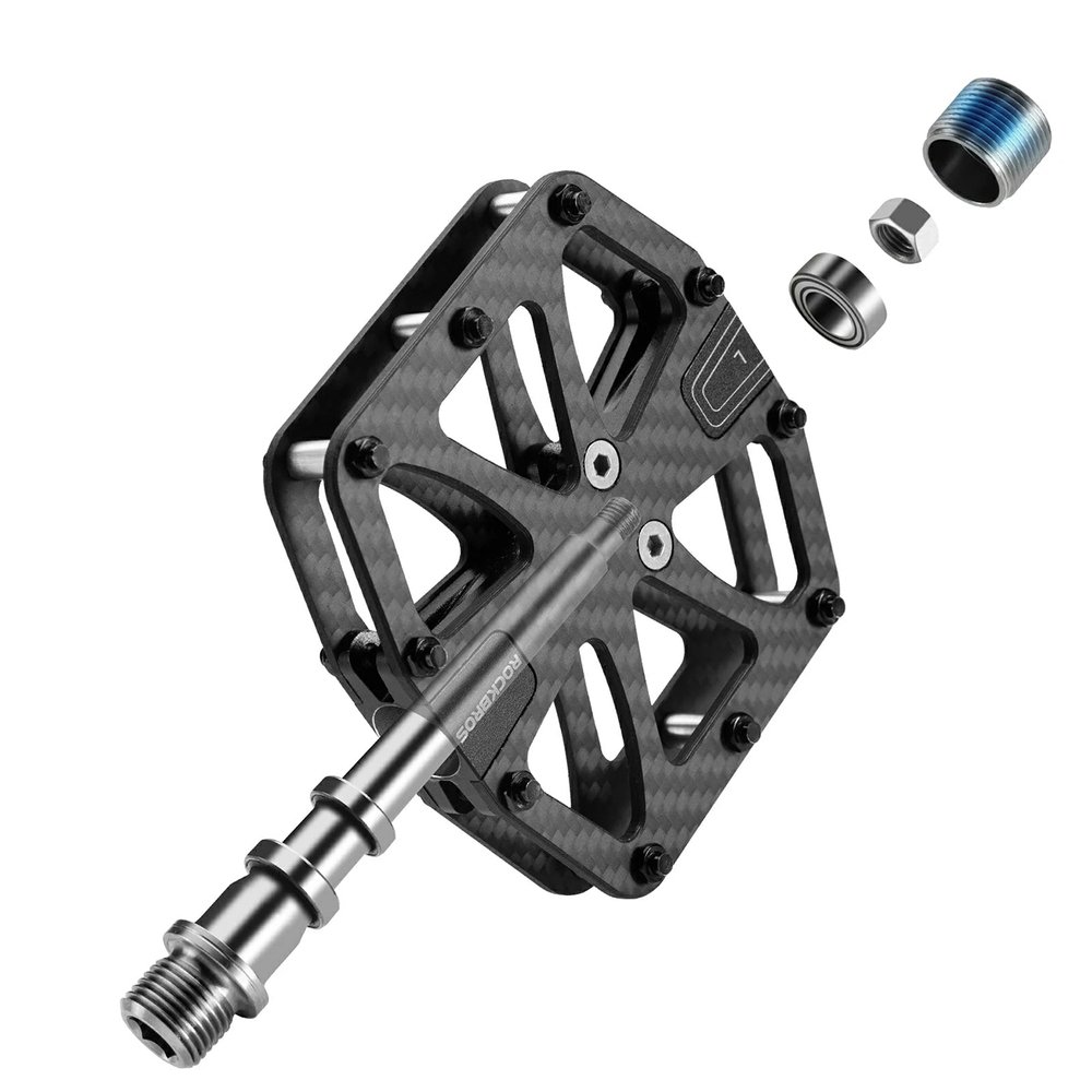 Rockbros C525 anglies pluošto platforminiai dviračio pedalai – juodi - Image 4
