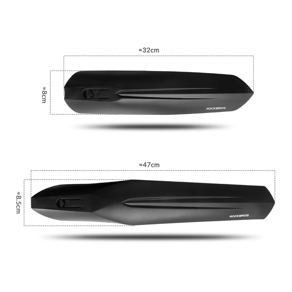 Rockbros FK-880 priekinis ir galinis dviračio purvasaugiai 24” dviračiams – juodi - Image 3