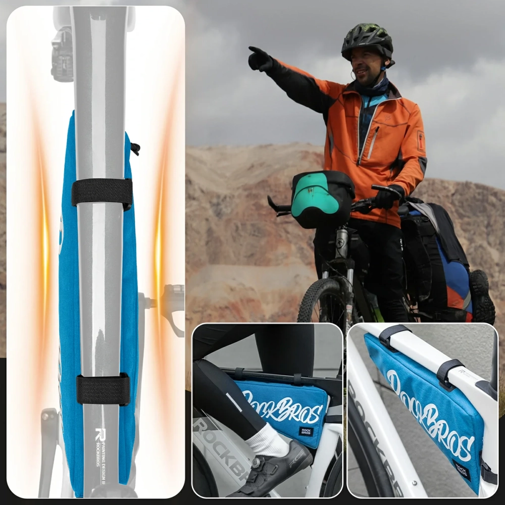 Rockbros G008 Flash Journey XL trikampis rėmo dviračio krepšys 1,9 l – mėlynas - Image 4