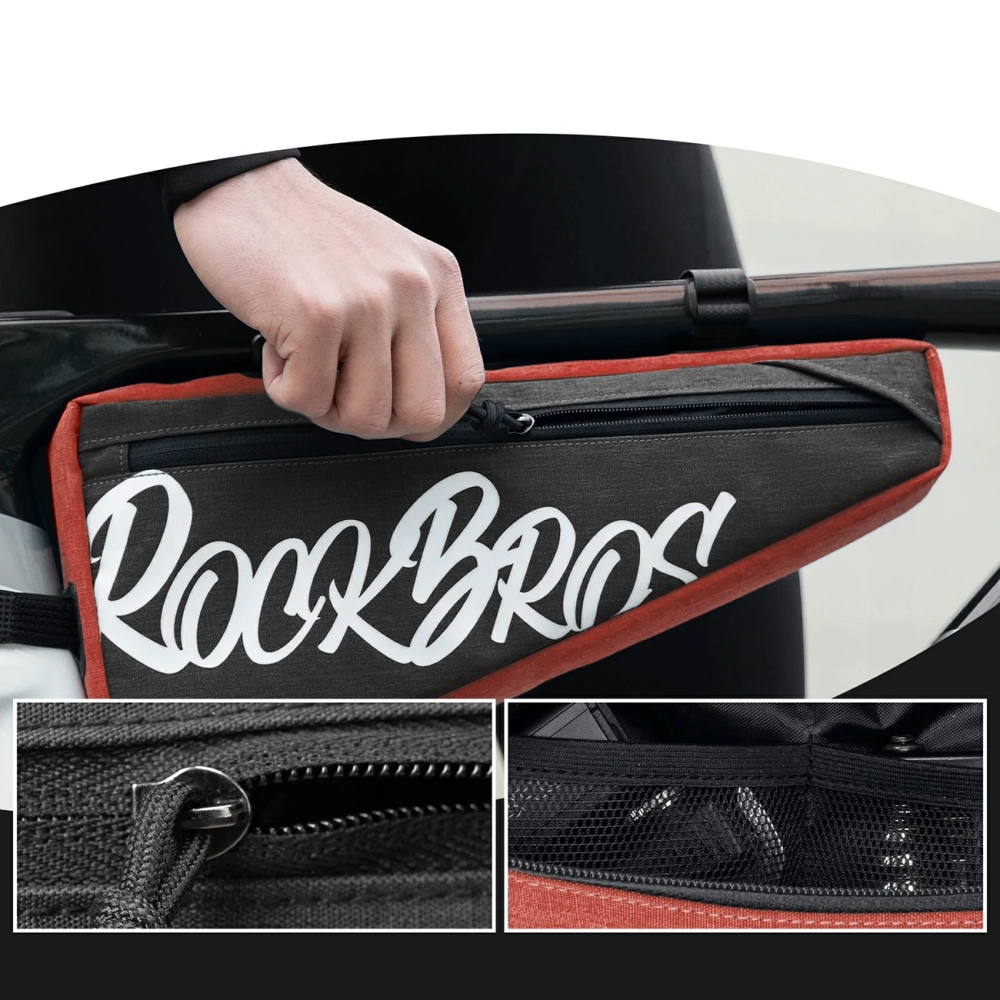 Rockbros G008 Flash Journey XL trikampis rėmo dviračio krepšys 1,9 l – juodas ir raudonas - Image 3