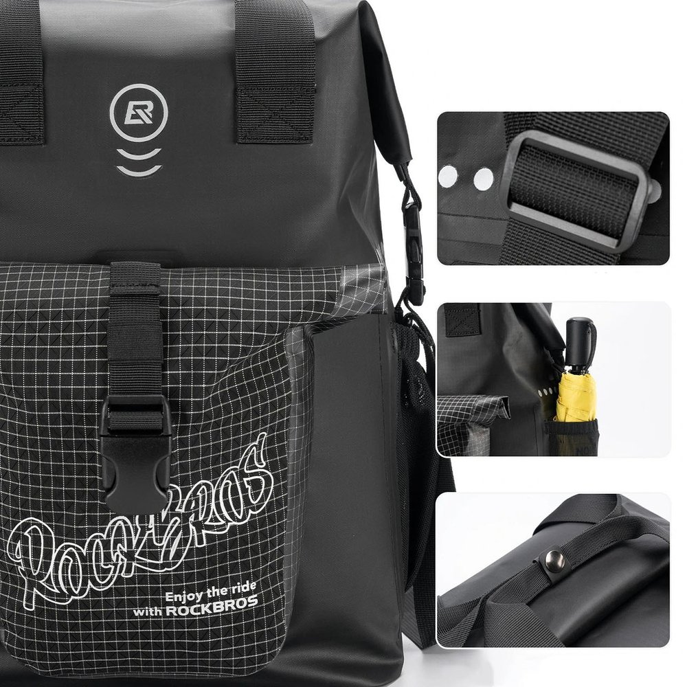 Rockbros AS-158 vairo krepšys Brompton sulankstomam dviračiui 18 l – juodas - Image 5