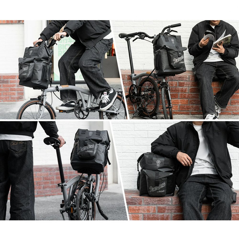 Rockbros AS-158 vairo krepšys Brompton sulankstomam dviračiui 18 l – juodas - Image 7