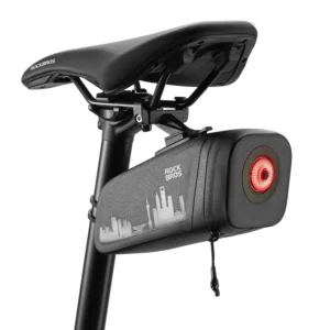 Rockbros AS-141 Lightweight Bicycle Seat Bag with Smart Rear Light - Black