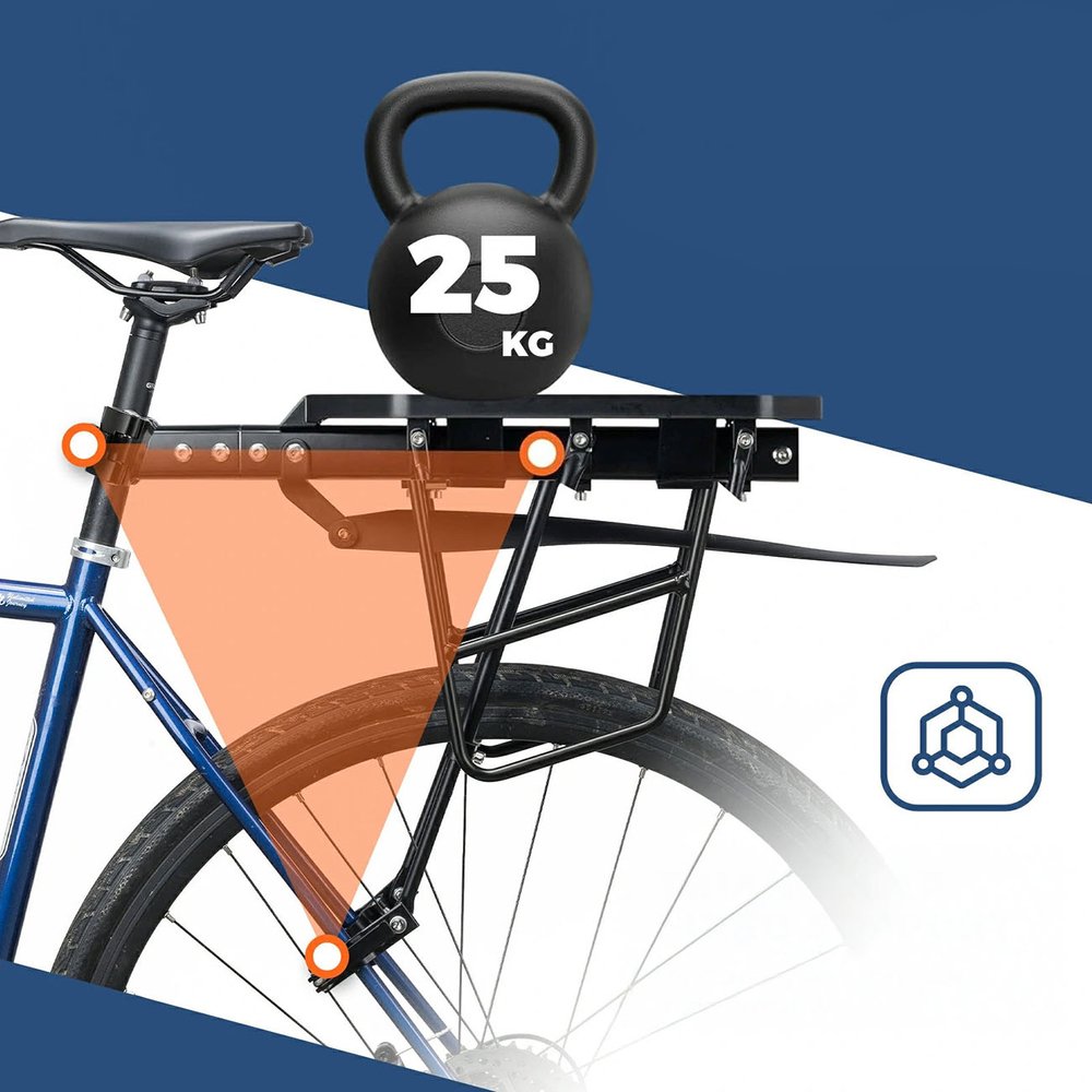 Rockbros RBHJ-1 Black Diamond dviračio bagažinė su purvasaugiu ir greitu tvirtinimu 26–29” kalnų dviračiams – juoda - Image 2