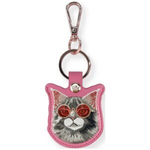 Etui Nimmy Glasses Cool and Cute Cat na lokalizator - różowe