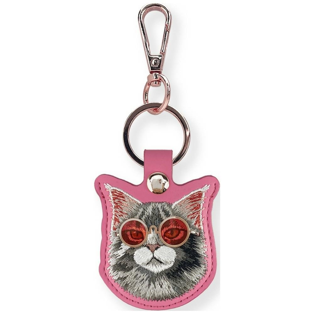 Etui Nimmy Glasses Cool and Cute Cat na lokalizator - różowe