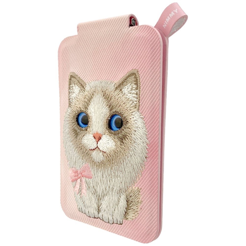 Nimmy New Big Eyed Pet 2.0 Cat magnetinė piniginė su telefono stovu – rožinė - Image 2