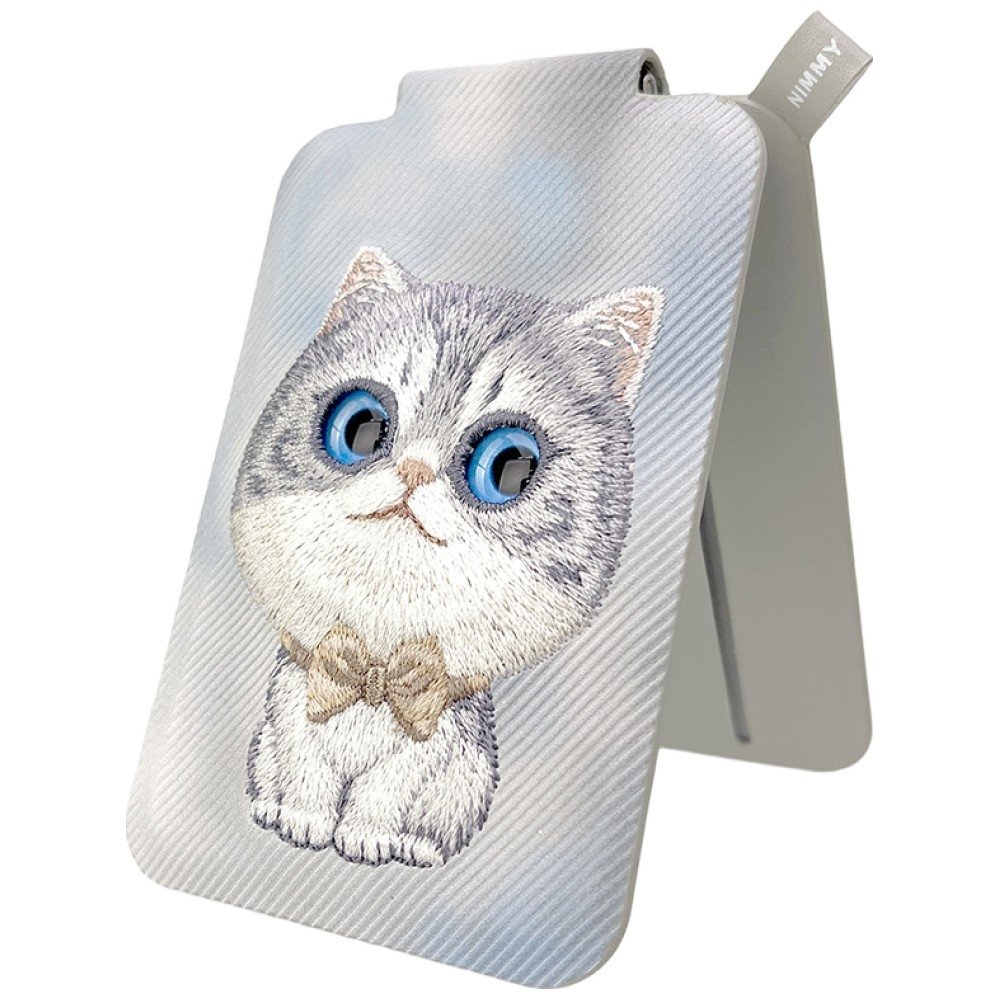 Nimmy New Big Eyed Pet 2.0 Cat magnetinė piniginė su telefono stovu – pilka - Image 3
