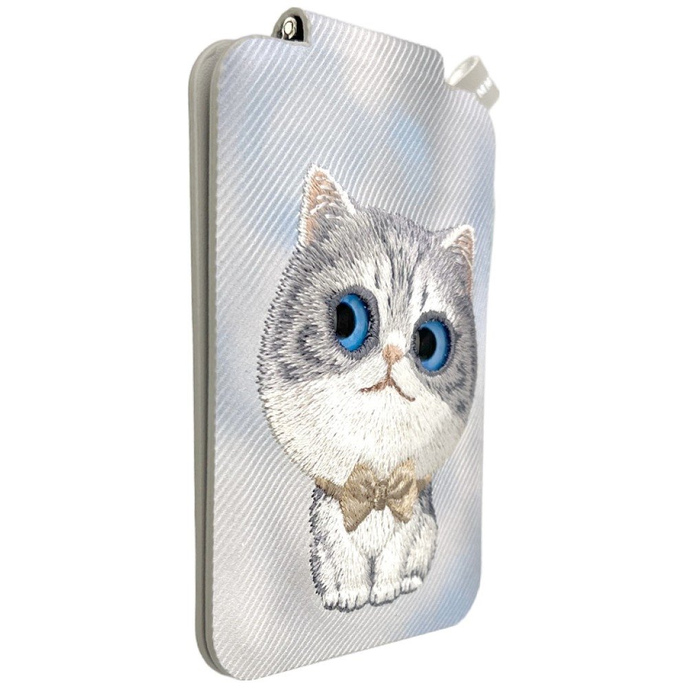 Nimmy New Big Eyed Pet 2.0 Cat magnetinė piniginė su telefono stovu – pilka - Image 6