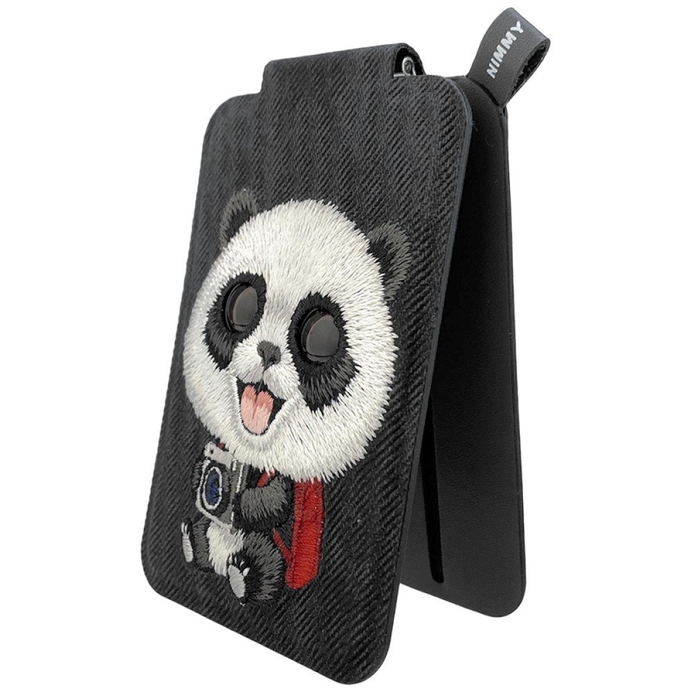 Nimmy New Big Eyed Pet 2.0 Panda magnetinė piniginė su telefono stovu – juoda - Image 2