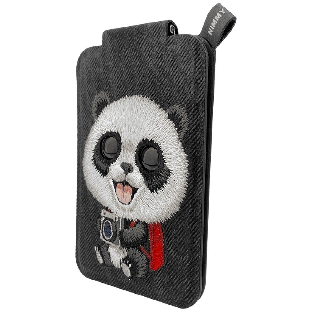 Nimmy New Big Eyed Pet 2.0 Panda magnetinė piniginė su telefono stovu – juoda - Image 3