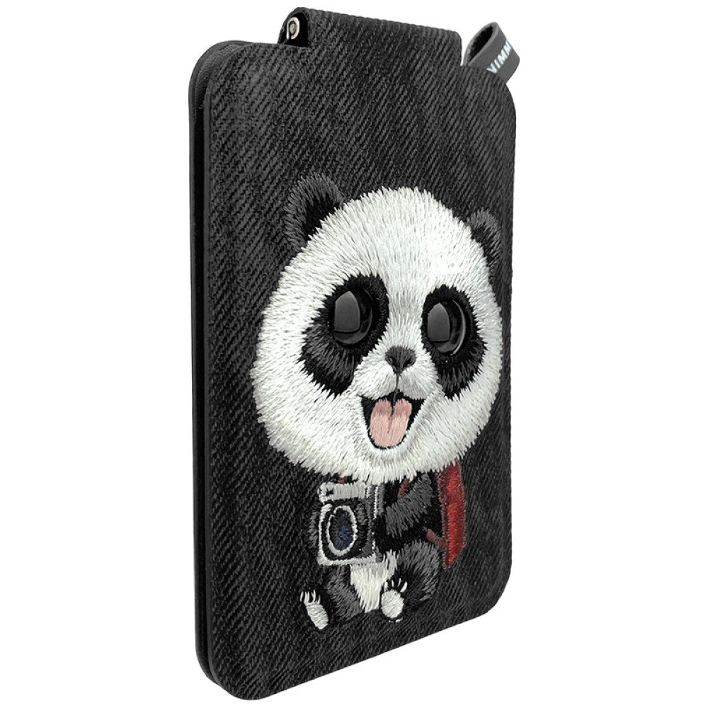 Nimmy New Big Eyed Pet 2.0 Panda magnetinė piniginė su telefono stovu – juoda - Image 4