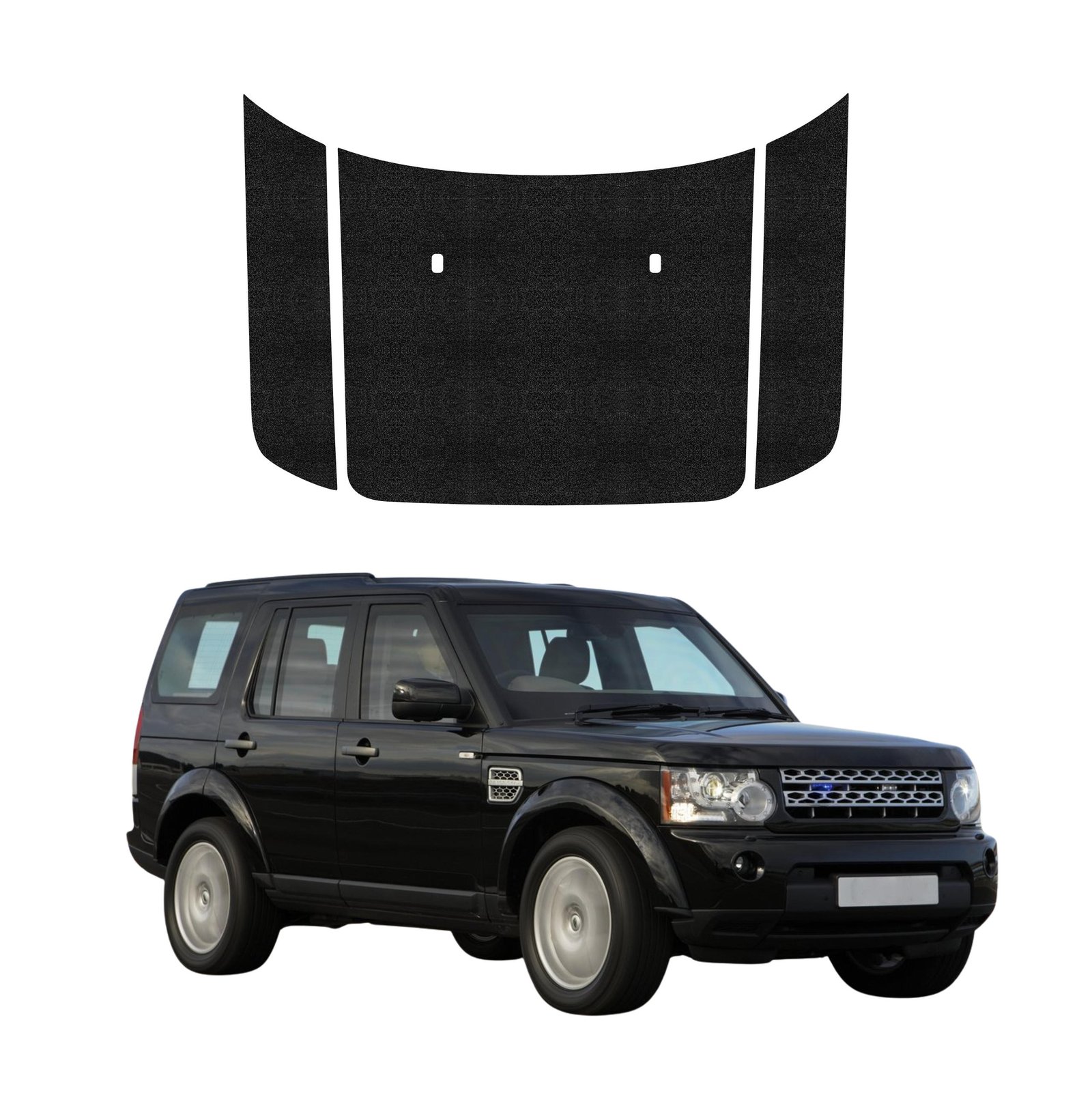 Komplektas 3w1 Juoda techninė apsauginė danga variklio dangčiui Land Rover Discovery 4 (2009-2017) GRIZZ HeavyDuty Black