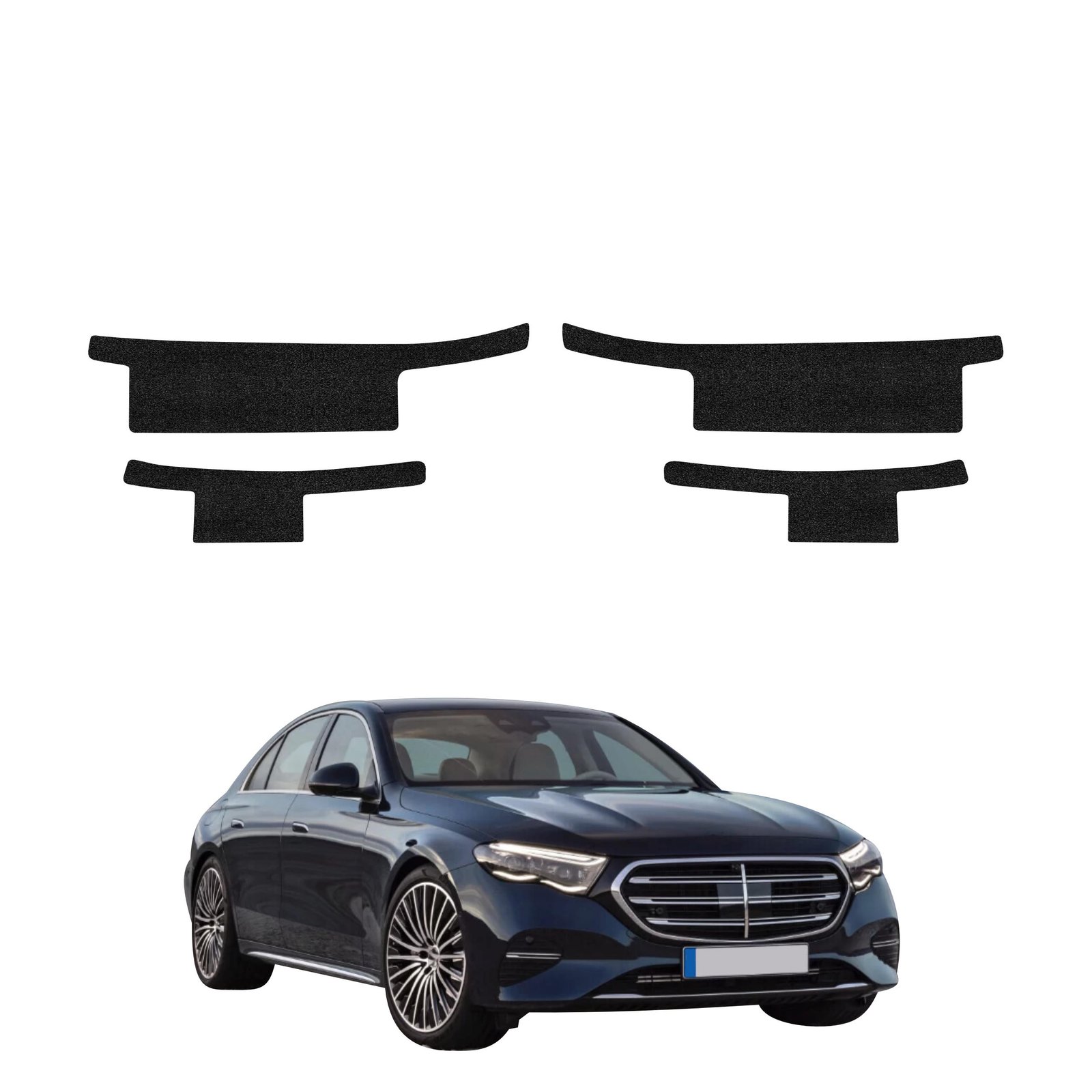 Komplektas 4w1 Juoda techninė apsauginė danga slenksčiams Mercedes E Klasa (2016-2023) GRIZZ HeavyDuty Black