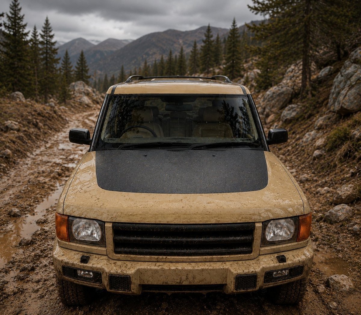 Komplektas 3w1 Juoda techninė apsauginė danga variklio dangčiui Land Rover Discovery 4 (2009-2017) GRIZZ HeavyDuty Black - Image 2