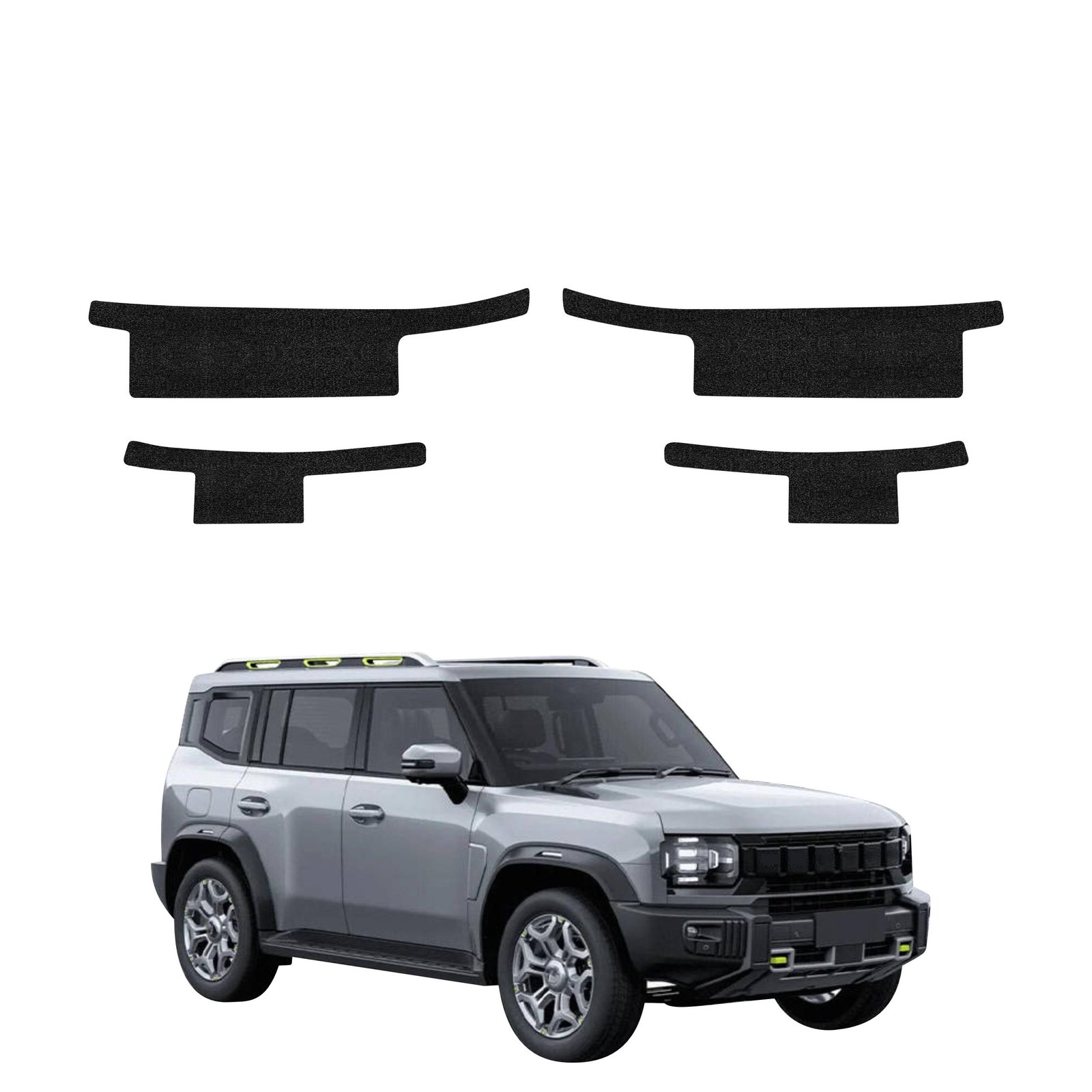 Komplektas 8w1 Juoda techninė apsauginė danga slenksčiams Jetour T2 (2025-2026) GRIZZ HeavyDuty Black
