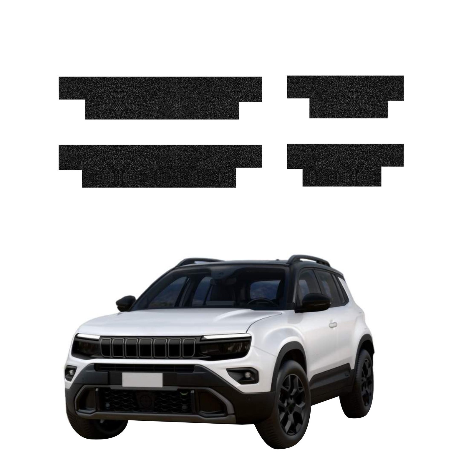 Komplektas 4w1 Juoda techninė apsauginė danga slenksčiams Jeep Avenger (2023-2026) GRIZZ HeavyDuty Black