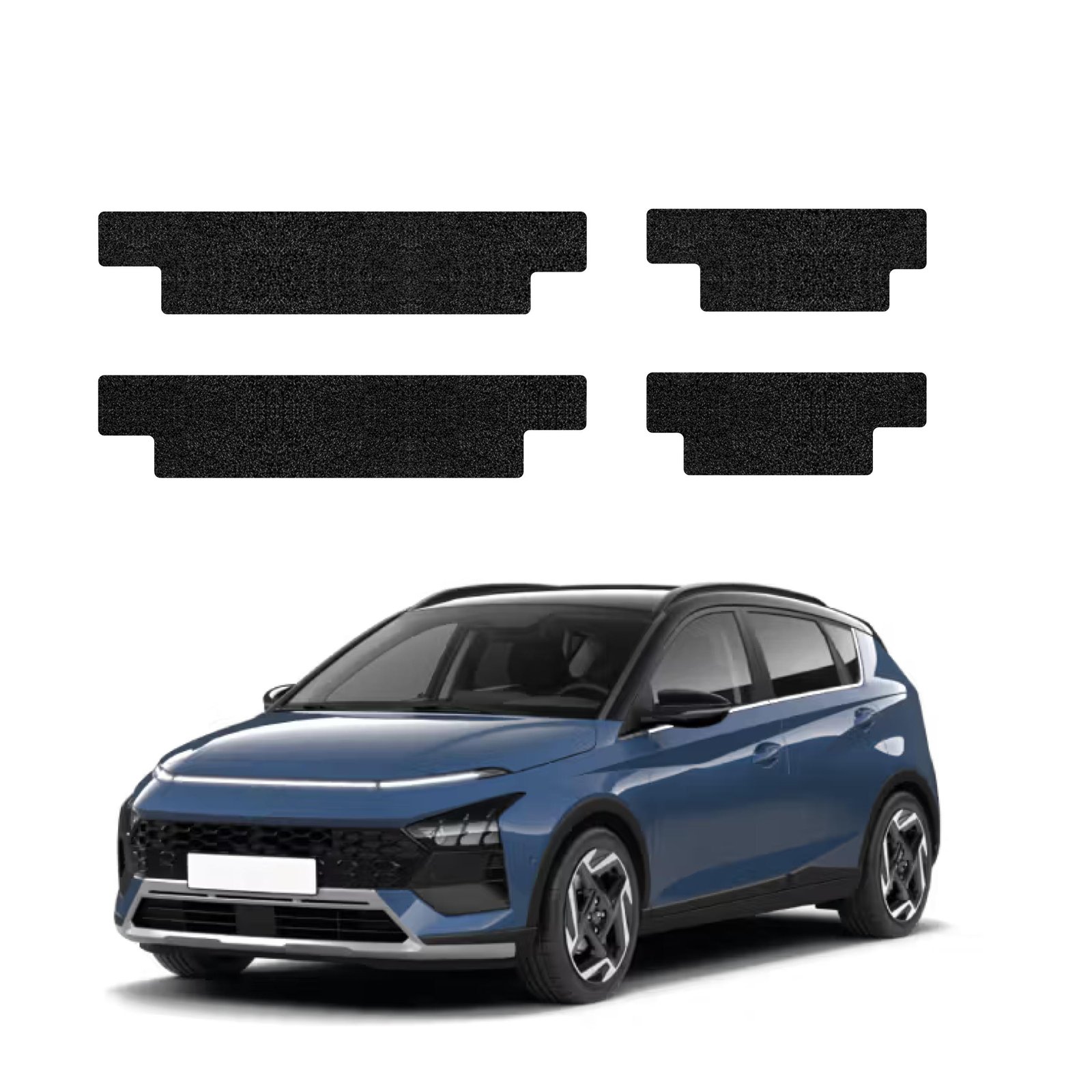 Komplektas 4w1 Juoda techninė apsauginė danga slenksčiams Hyundai Bayon (2024-2026) GRIZZ HeavyDuty Black