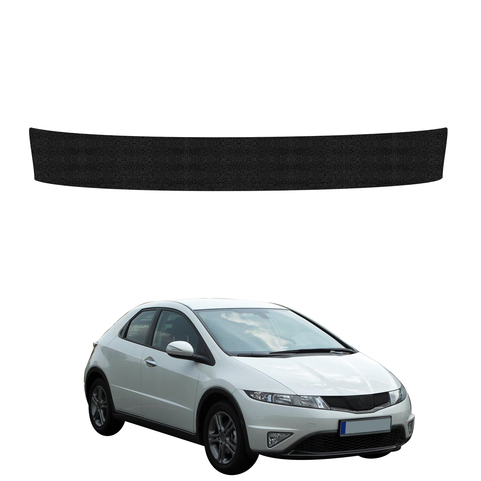 Juoda techninė apsauginė danga bagažinės slenksčiui Honda Civic 8 hečbekas 5D (2009-2011) GRIZZ HeavyDuty Black