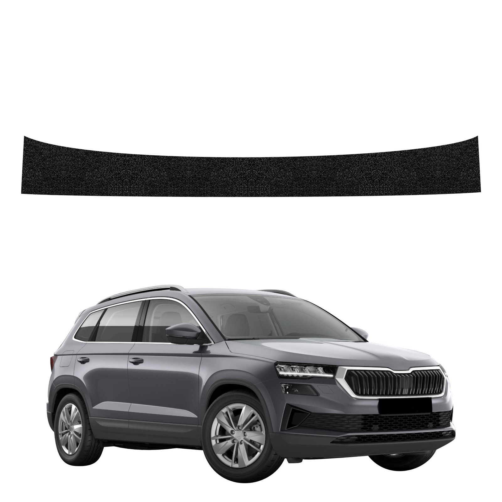 Juoda techninė apsauginė danga bagažinės slenksčiui Skoda Karoq Facelift (2022-2026) GRIZZ HeavyDuty Black