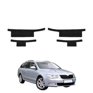 Komplektas 4w1 Juoda techninė apsauginė danga slenksčiams Skoda Superb 2 Sedan 4D (2008-2013) GRIZZ HeavyDuty Black