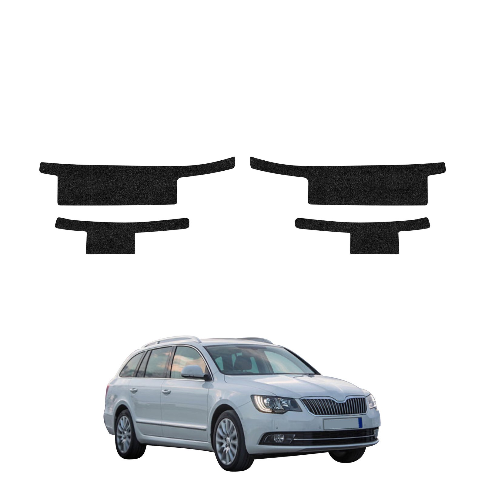 Komplektas 4w1 Juoda techninė apsauginė danga slenksčiams Skoda Superb 2 universalas Facelifting (2013-2015) GRIZZ HeavyDuty Black