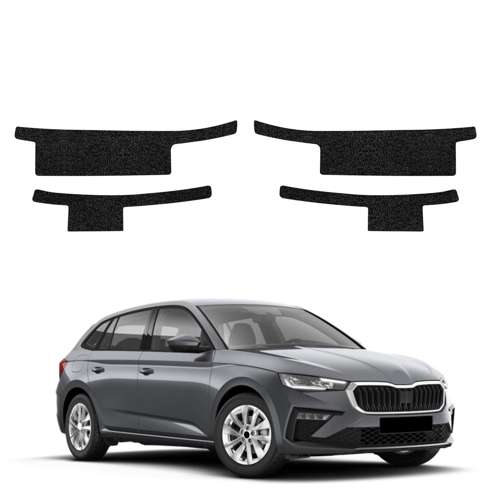 Komplektas 4w1 Juoda techninė apsauginė danga slenksčiams Skoda Scala (2023-2026) GRIZZ HeavyDuty Black