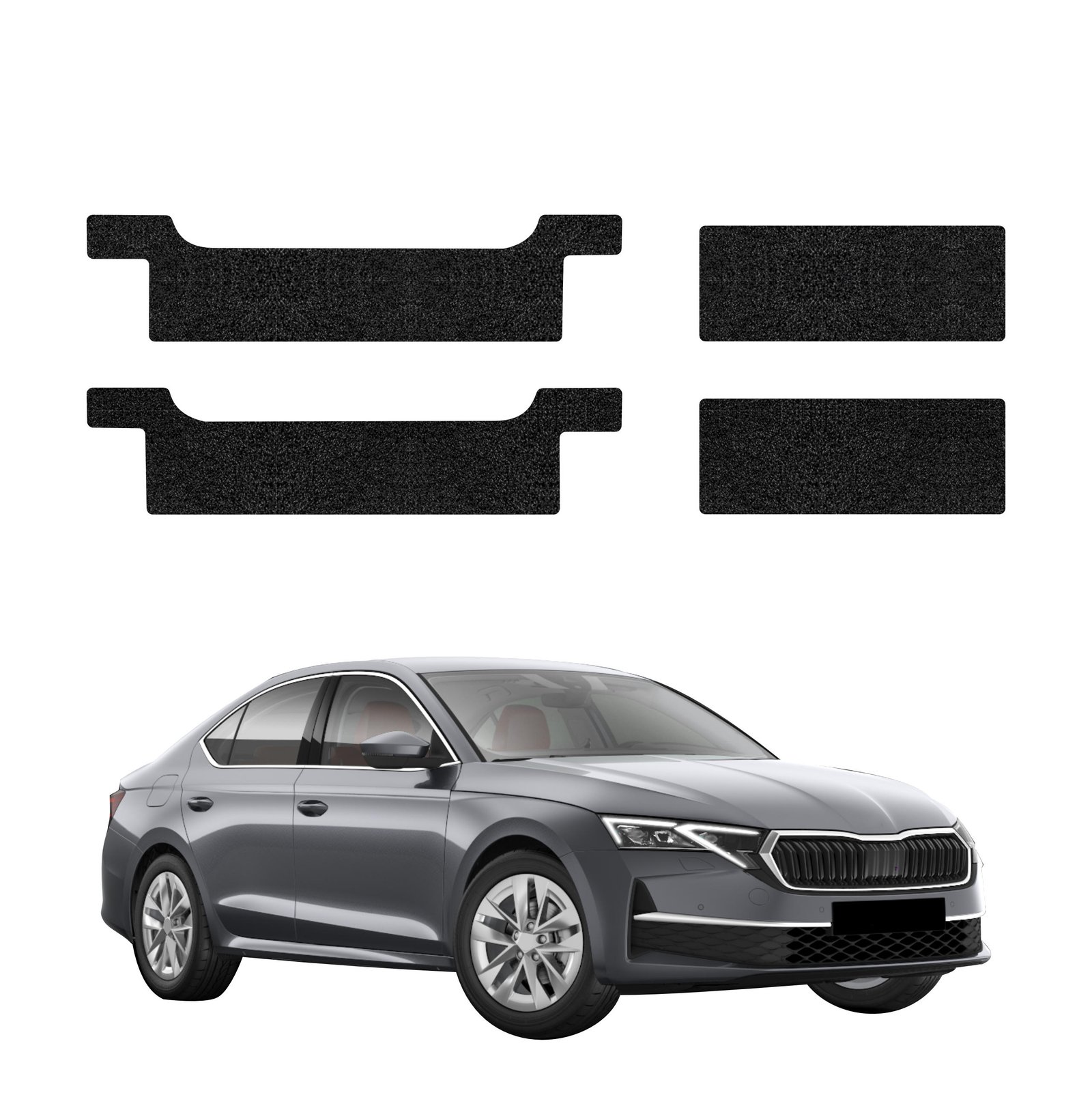 Komplektas 4w1 Juoda techninė apsauginė danga slenksčiams Skoda Octavia 4 hečbekas Facelifting (2024-2026) GRIZZ HeavyDuty Black