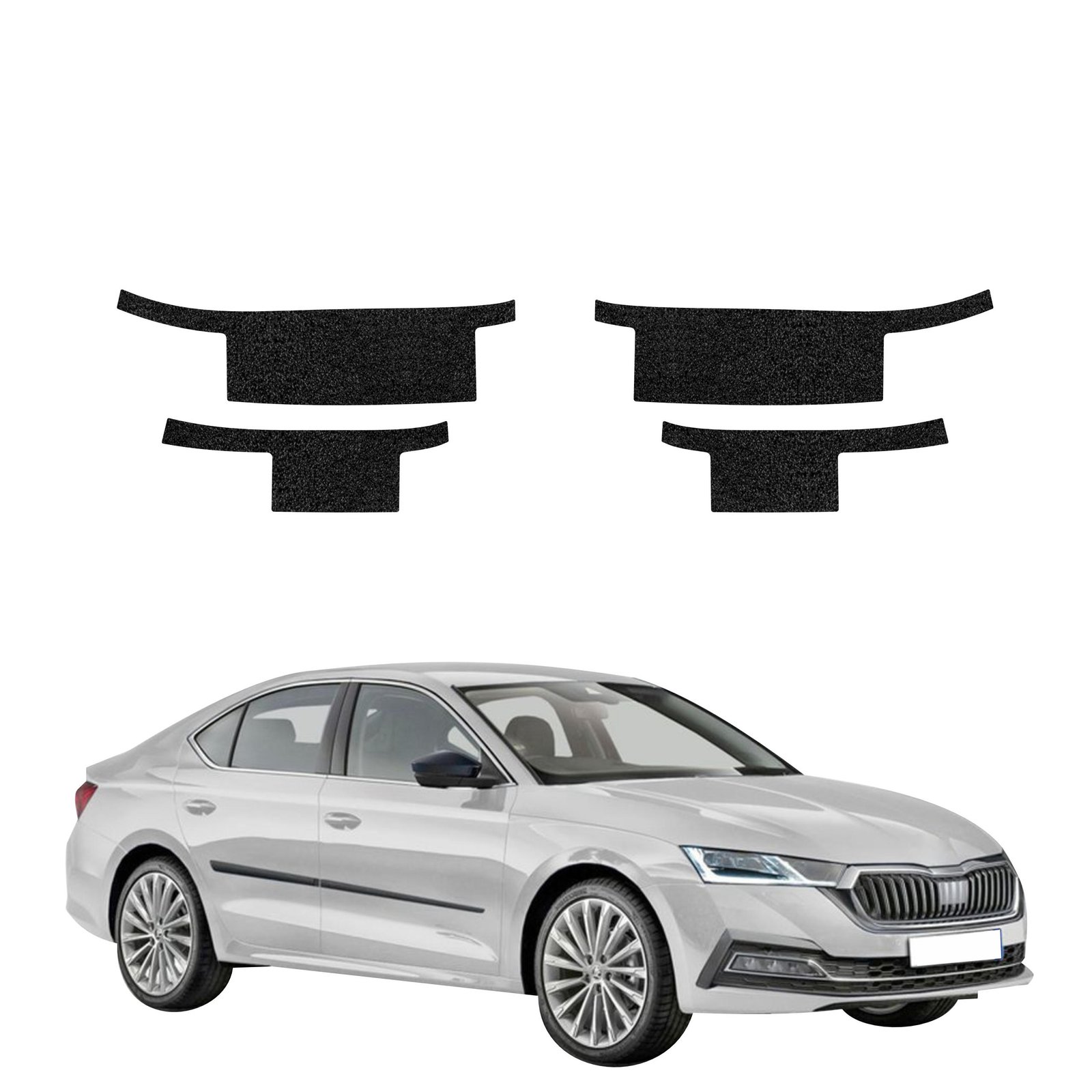Komplektas 4w1 Juoda techninė apsauginė danga slenksčiams Skoda Octavia 4 hečbekas (2019-2024) GRIZZ HeavyDuty Black