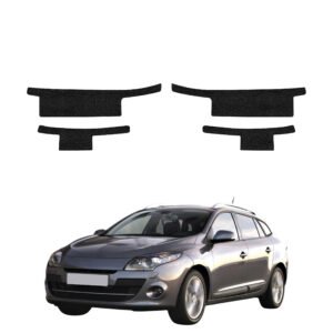 Komplektas 4w1 Juoda techninė apsauginė danga slenksčiams Renault Megane 3 universalas 5D (2008-2012) GRIZZ HeavyDuty Black