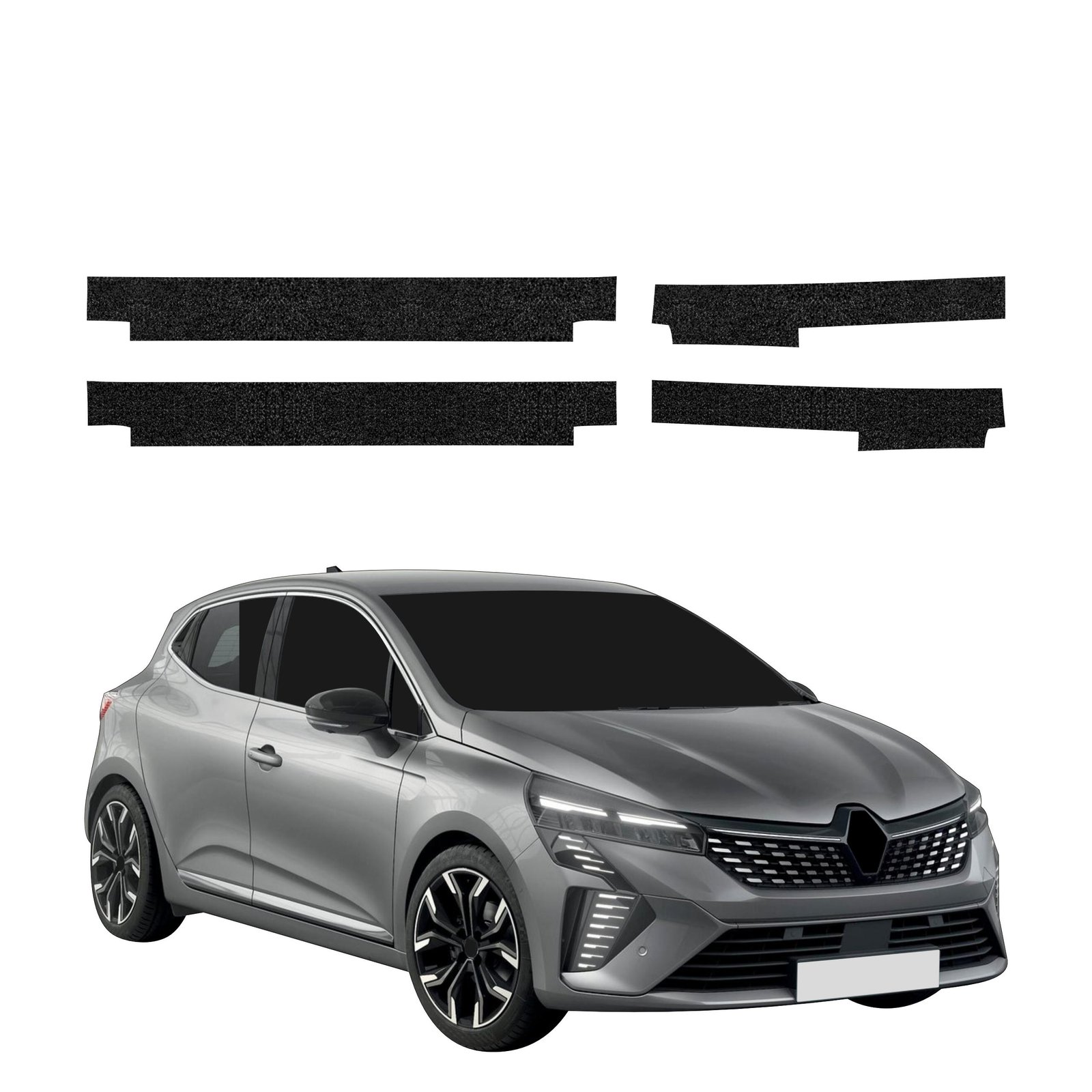 Komplektas 4w1 Juoda techninė apsauginė danga slenksčiams Renault Clio (2023-2024) GRIZZ HeavyDuty Black