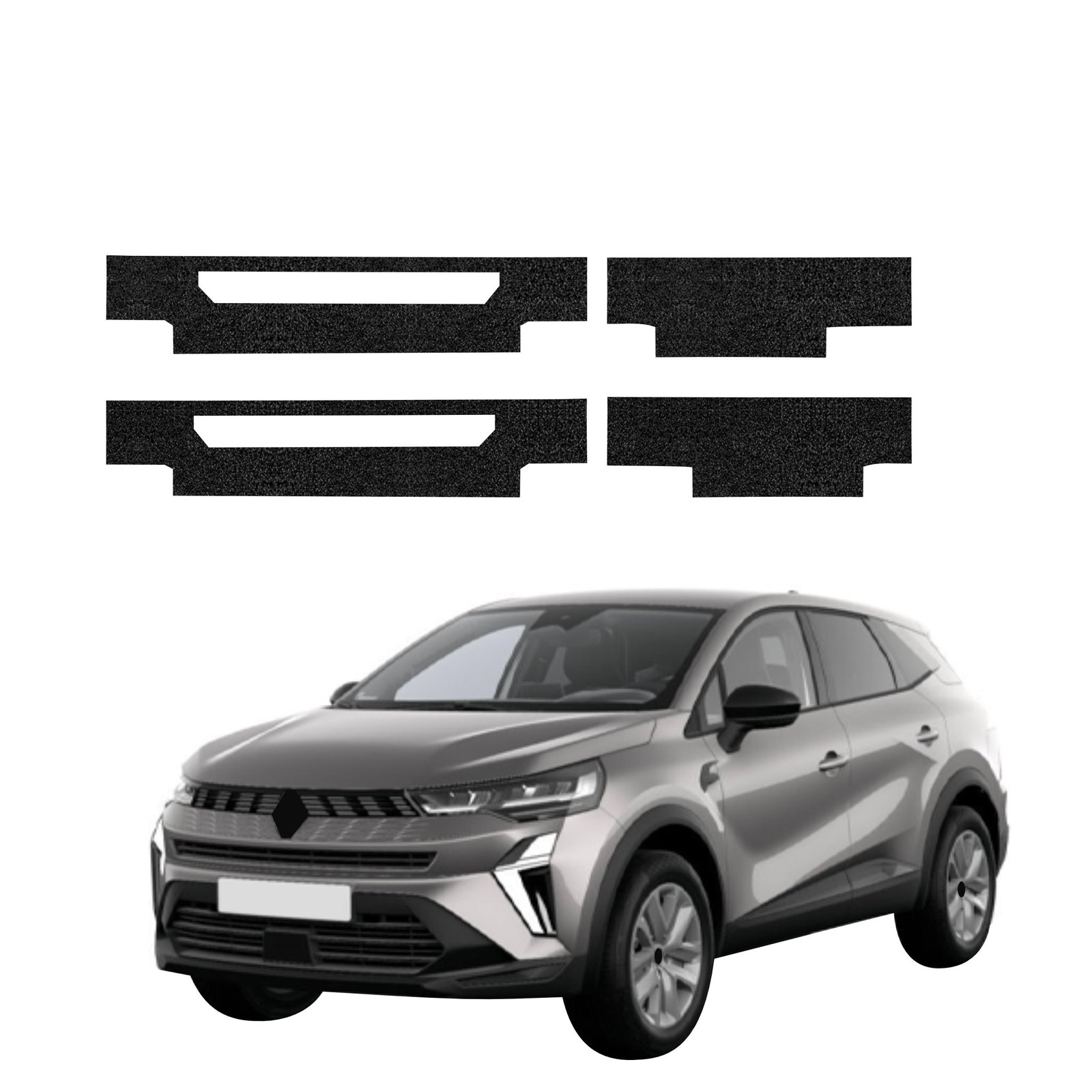 Komplektas 4w1 Juoda techninė apsauginė danga visiems slenksčiams Renault Captur (2024-2026) GRIZZ HeavyDuty Black