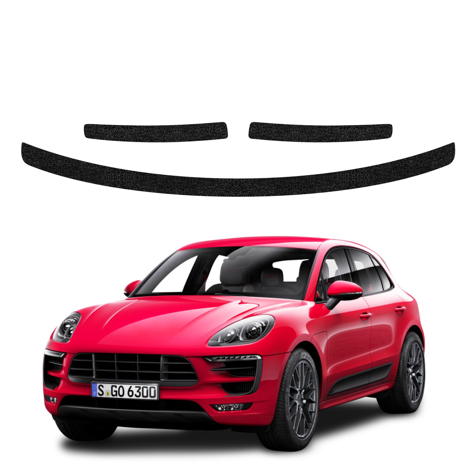Komplektas 3w1 Juoda techninė apsauginė danga bagažinės slenksčiui Porsche Macan GTS (2021-2024) GRIZZ HeavyDuty Black