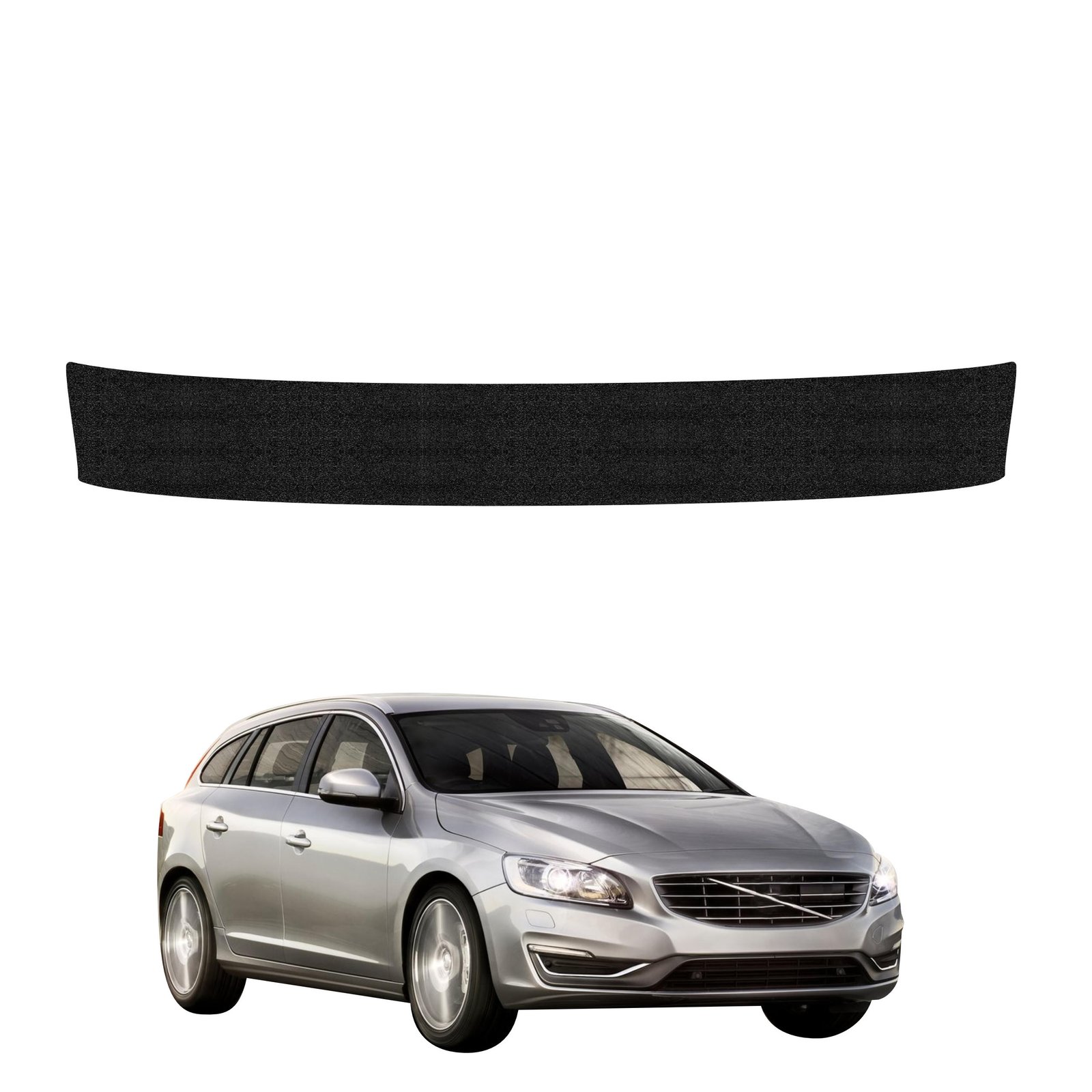 Juoda techninė apsauginė danga bagažinės slenksčiui Volvo V60 universalas (2011-2018) GRIZZ HeavyDuty Black