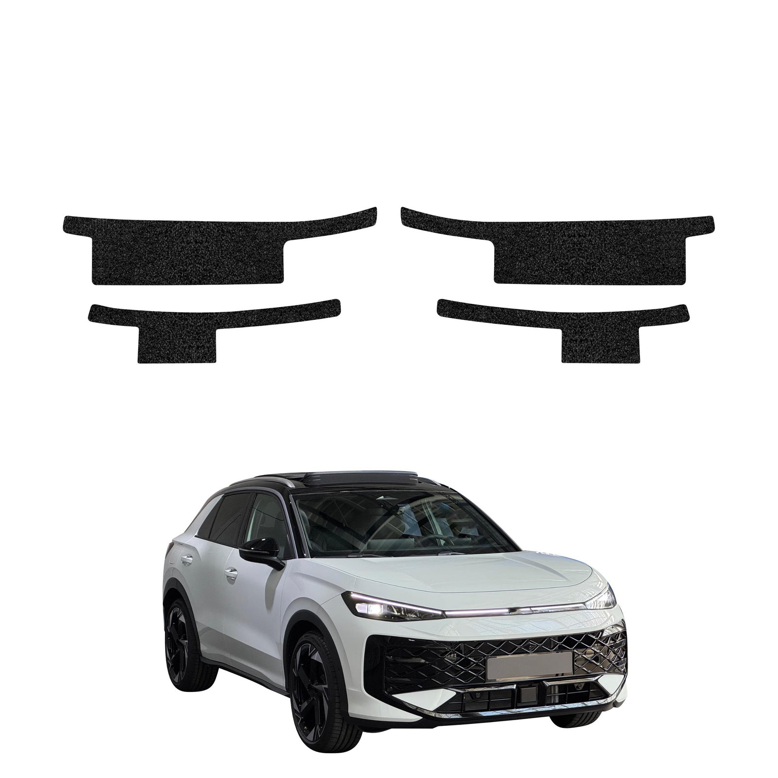 Komplektas 4w1 Juoda techninė apsauginė danga slenksčiams Volkswagen T-Roc (2025-2026) GRIZZ HeavyDuty Black