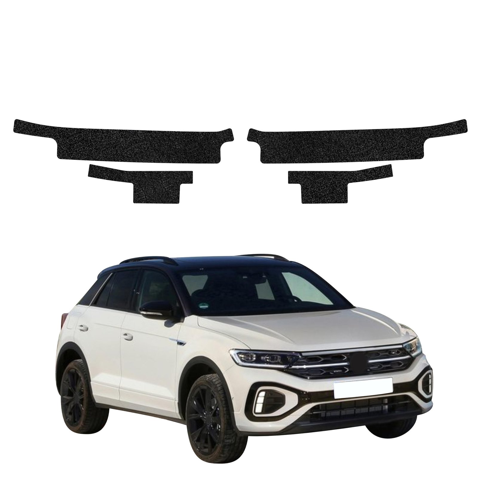 Komplektas 4w1 Juoda techninė apsauginė danga slenksčiams Volkswagen T-Roc (2021-2025) GRIZZ HeavyDuty Black