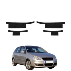 Komplektas 4w1 Juoda techninė apsauginė danga slenksčiams Volkswagen Polo hečbekas 5D (2001-2009) GRIZZ HeavyDuty Black