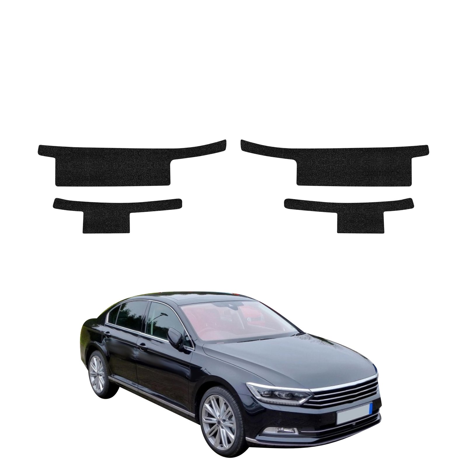 Komplektas 4w1 Juoda techninė apsauginė danga slenksčiams Volkswagen Passat B8 Sedan (2014-2022) GRIZZ HeavyDuty Black