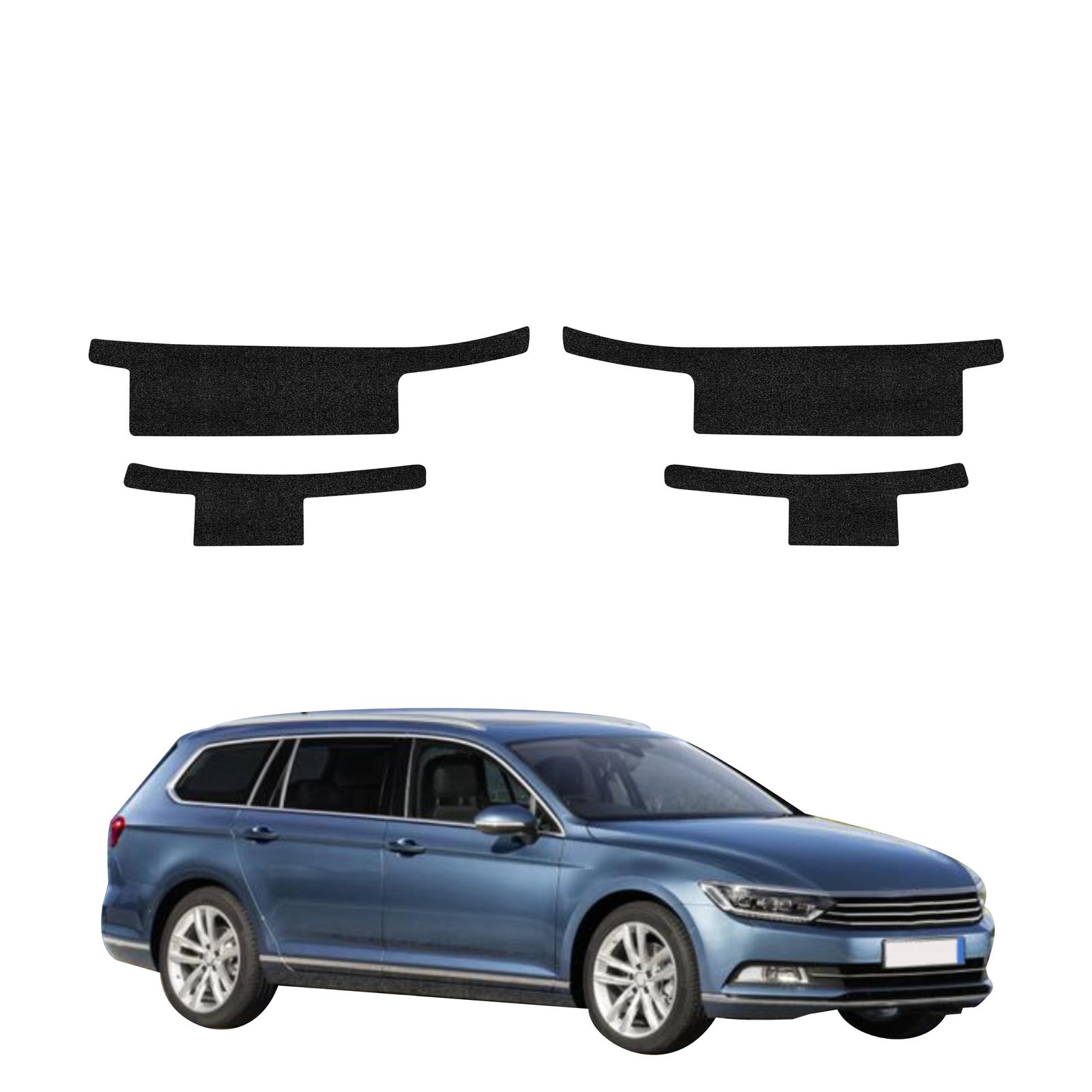 Komplektas 4w1 Juoda techninė apsauginė danga slenksčiams Volkswagen Passat B8 universalas (2014-2022) GRIZZ HeavyDuty Black
