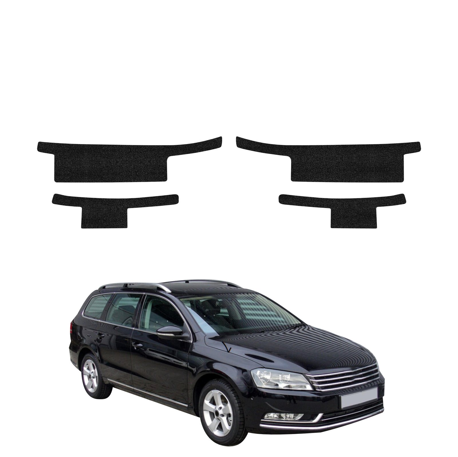 Komplektas 4w1 Juoda techninė apsauginė danga slenksčiams Volkswagen Passat B7 Variant (2010-2014) GRIZZ HeavyDuty Black