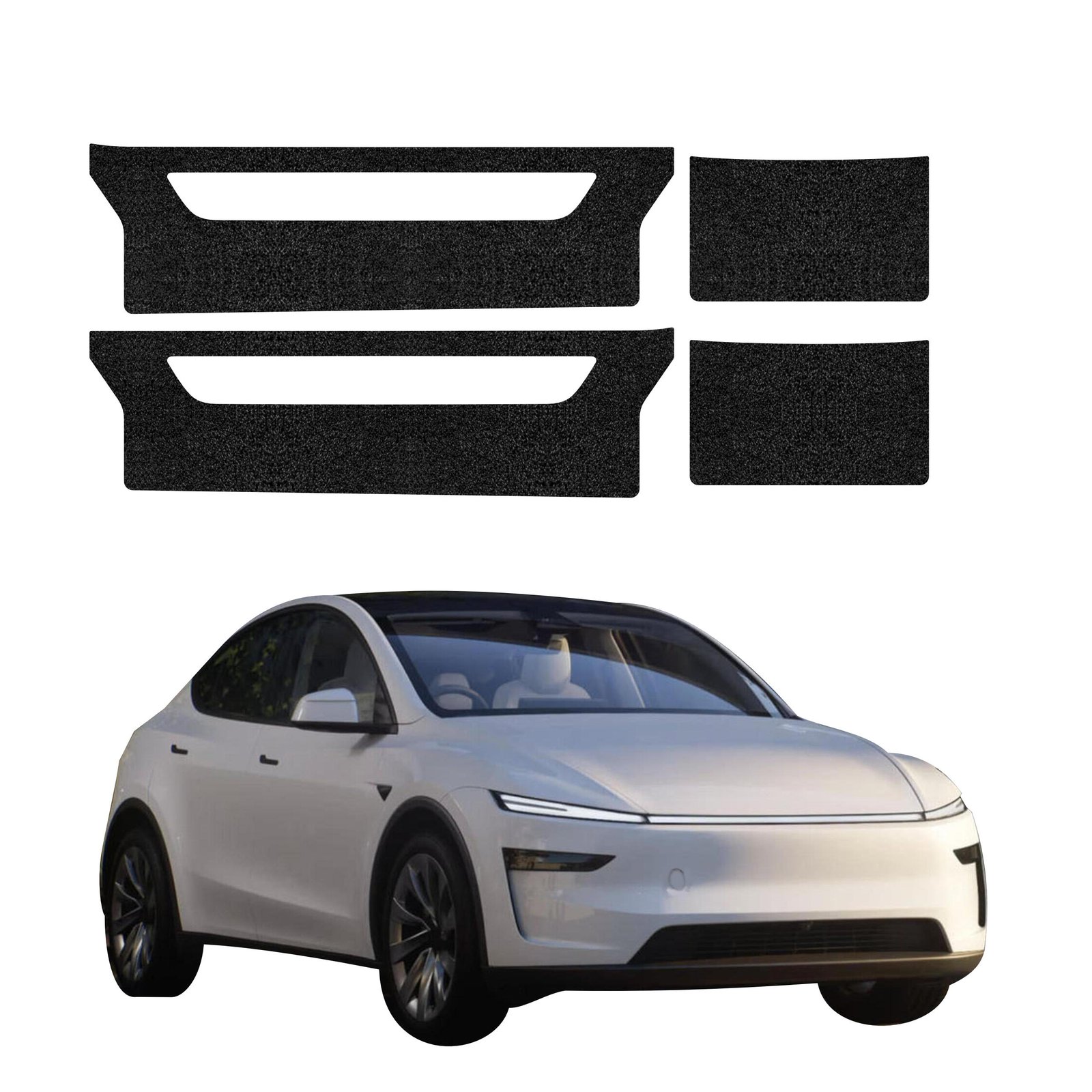 Komplektas 4w1 Juoda techninė apsauginė danga slenksčiams Tesla Model Y Juniper (2024-2025) GRIZZ HeavyDuty Black
