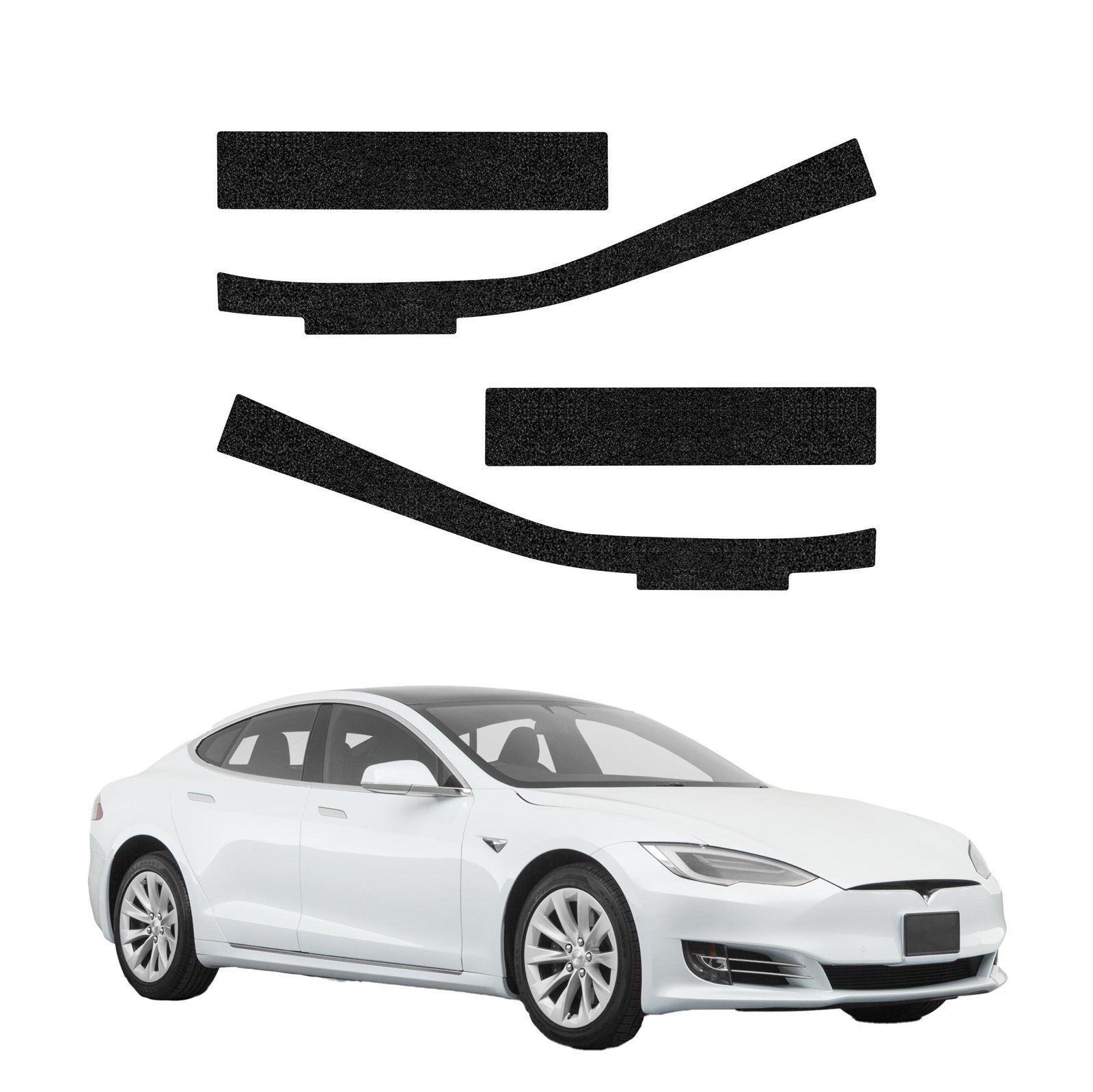 Komplektas 4w1 Juoda techninė apsauginė danga slenksčiams Tesla Model S (2023-2026) GRIZZ HeavyDuty Black