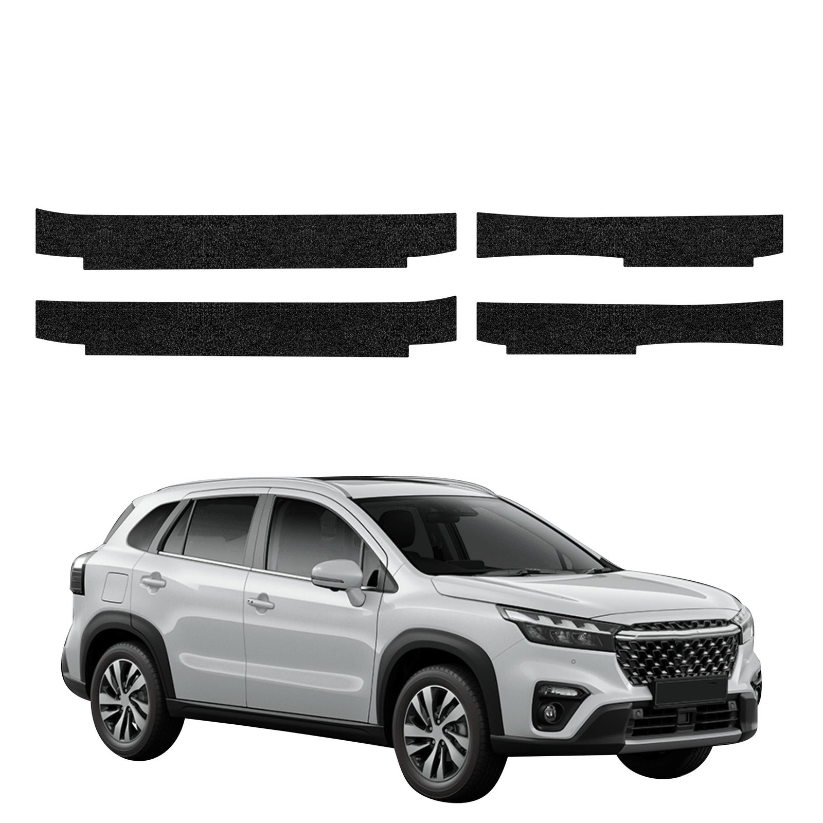 Komplektas 4w1 Juoda techninė apsauginė danga slenksčiams Suzuki S-Cross (2021-2026) GRIZZ HeavyDuty Black