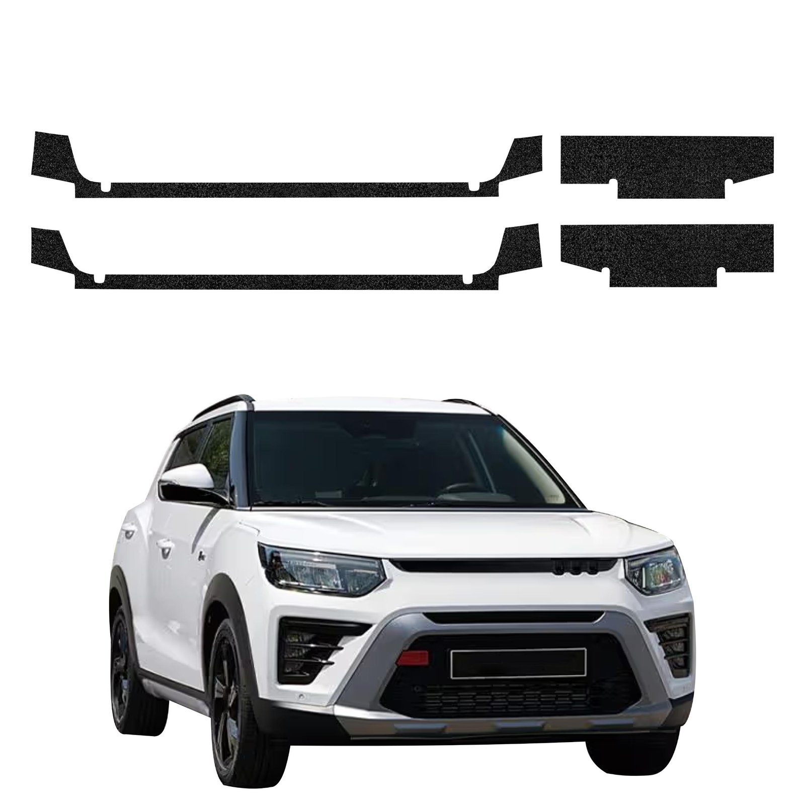 Komplektas 4w1 Juoda techninė apsauginė danga slenksčiams SsangYong Tivoli (2023-2026) GRIZZ HeavyDuty Black