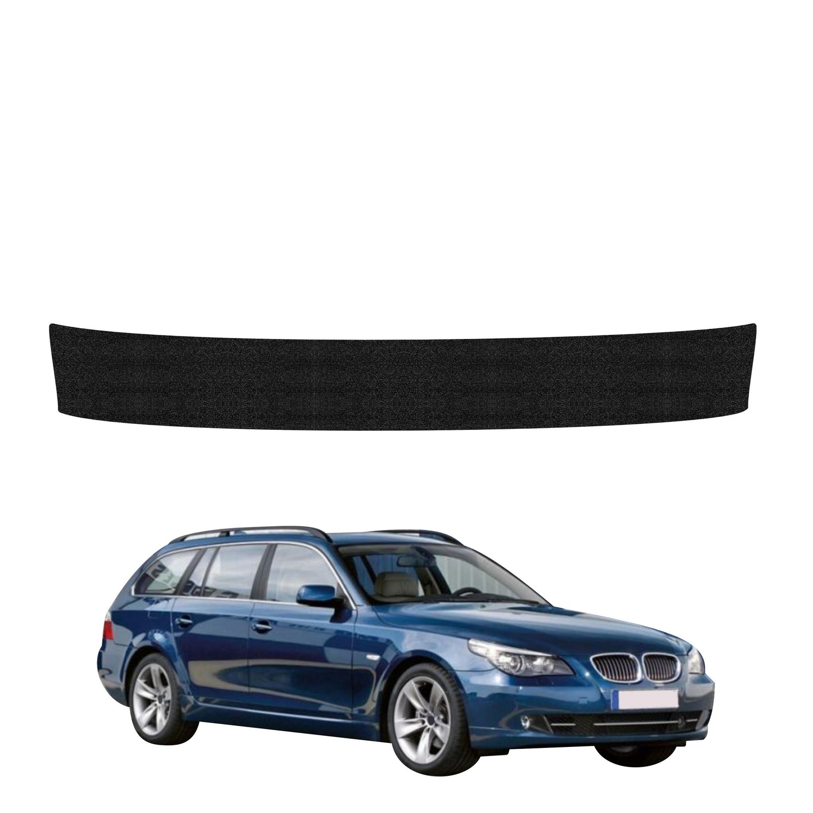 Juoda techninė apsauginė danga bagažinės slenksčiui BMW 5 E61 universalas LCI (2007-2010) GRIZZ HeavyDuty Black