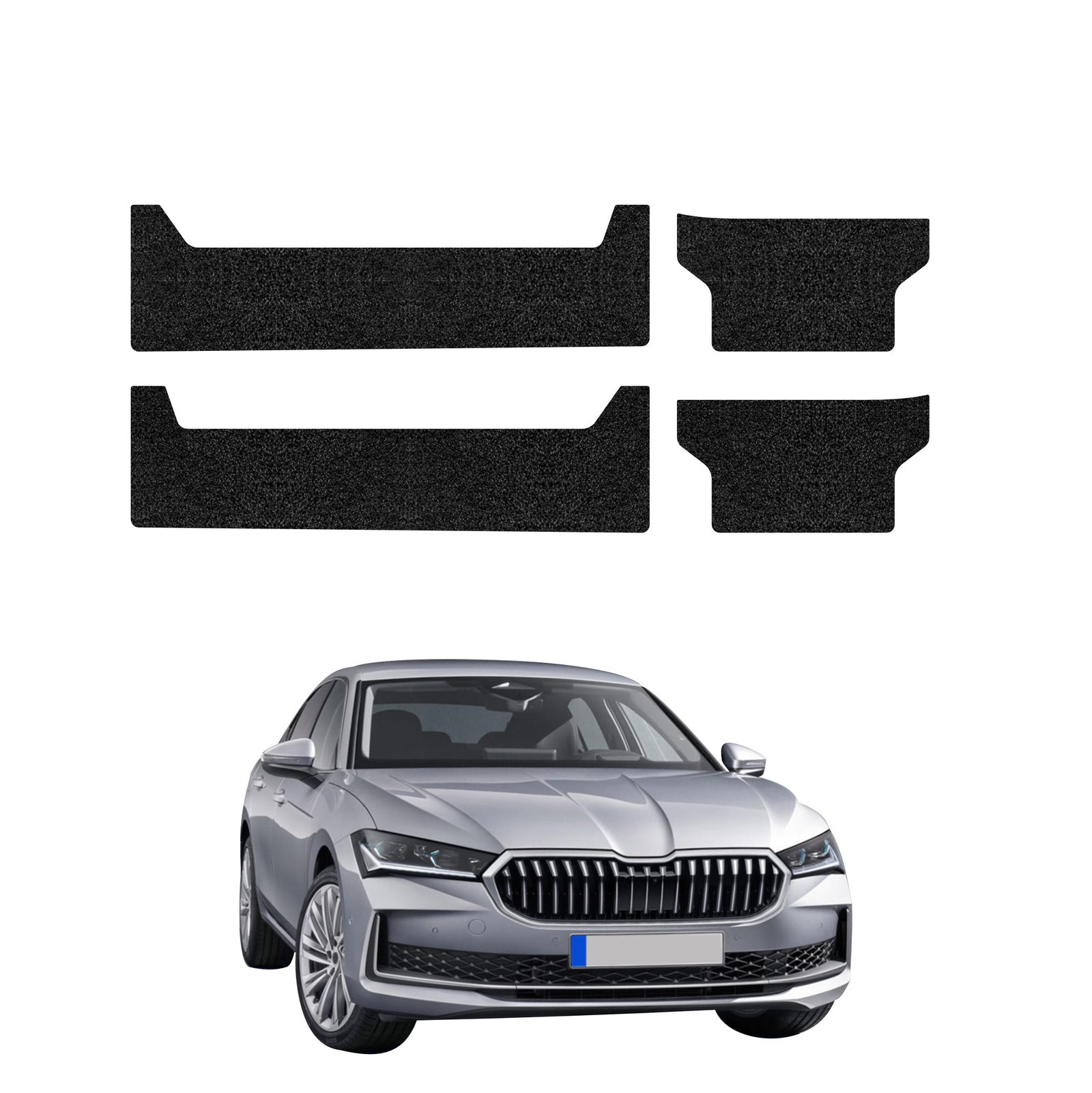 Komplektas 4w1 Juoda techninė apsauginė danga slenksčiams Skoda Superb 4 Liftback (2024-2026) GRIZZ HeavyDuty Black