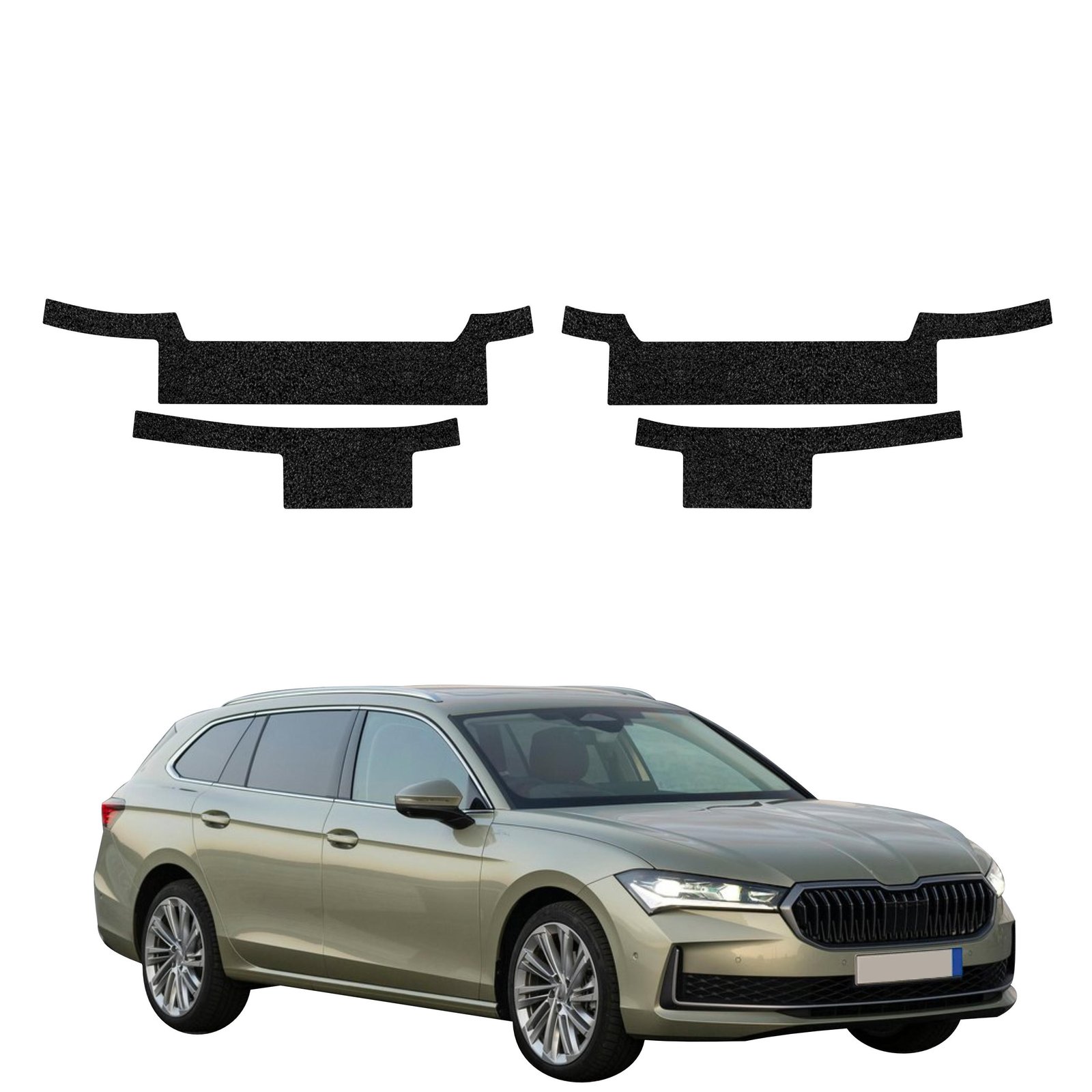 Komplektas 4w1 Juoda techninė apsauginė danga slenksčiams Skoda Superb 4 Combi (2024-2026) GRIZZ HeavyDuty Black