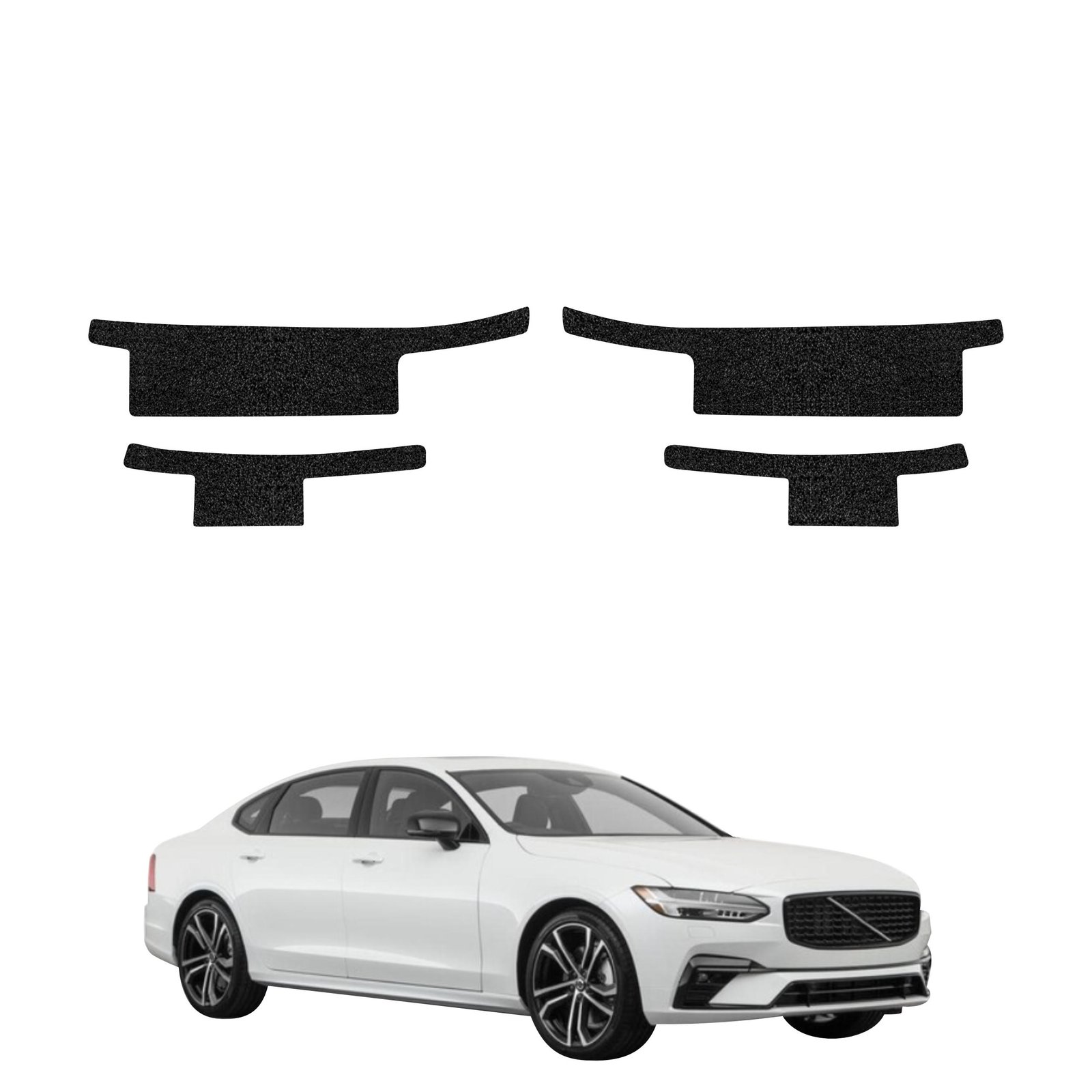 Komplektas 4w1 Juoda techninė apsauginė danga slenksčiams Volvo S90 Sedan 5D (2016-2020) GRIZZ HeavyDuty Black