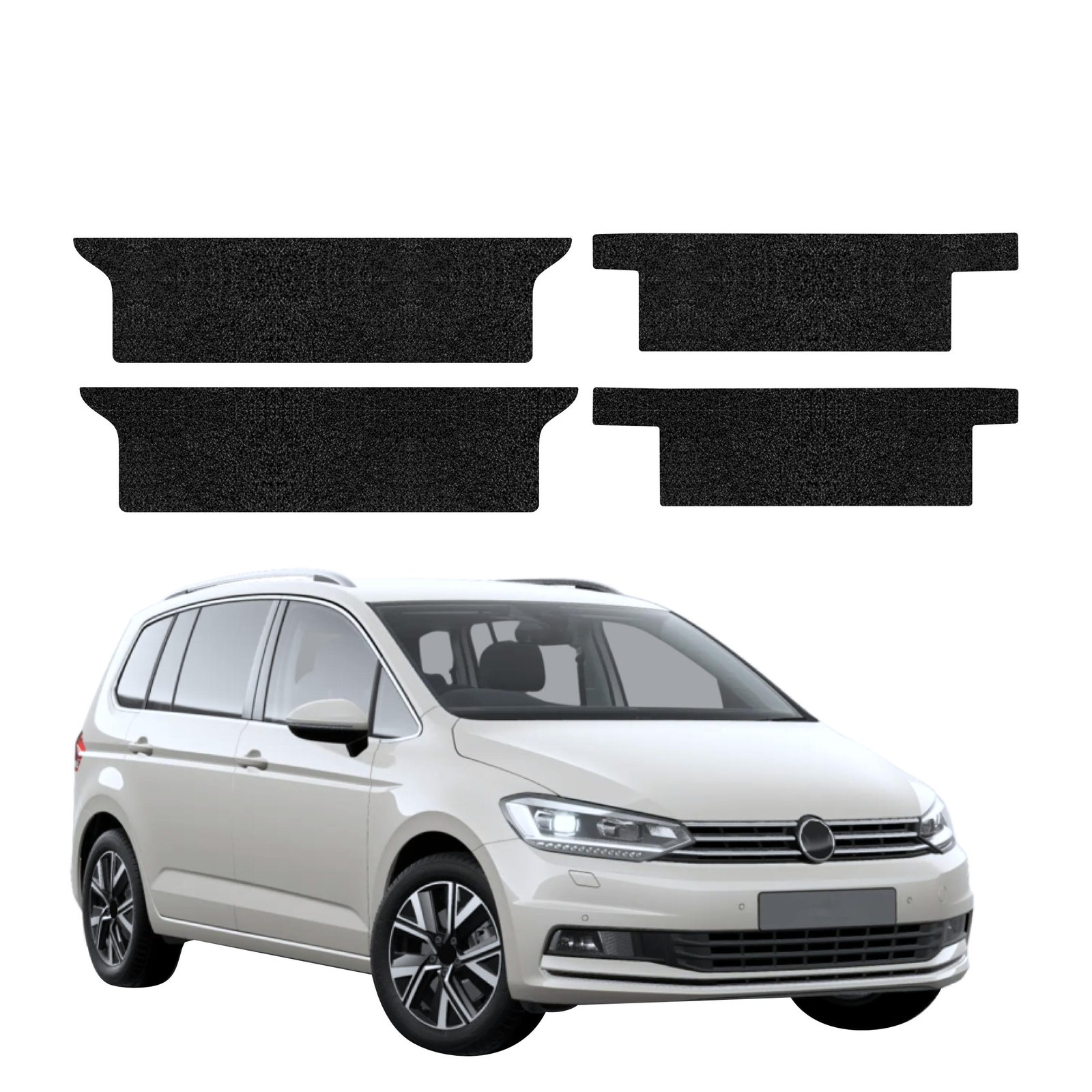 Komplektas 4w1 Juoda techninė apsauginė danga slenksčiams Volkswagen Touran (2024-2026) GRIZZ HeavyDuty Black